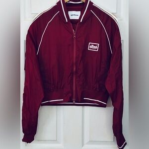 Red Cropped Zip-Up bomber Jacket